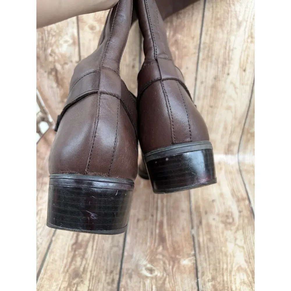 Ralph Lauren Womens Size 8B Margarite Boot Brown Leather Zip Riding 10B